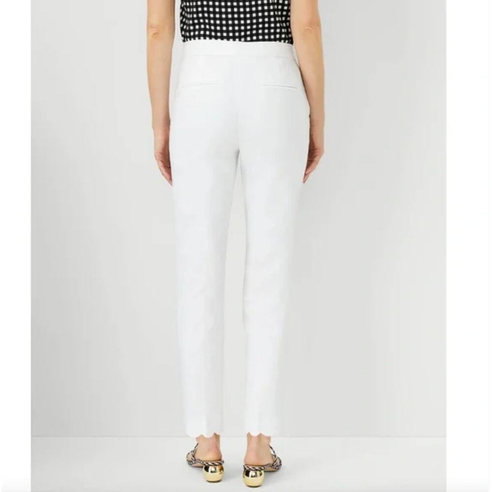 Ann Taylor The Scallop Hem High Waist Ankle Pant White Size 12 - Picture 2 of 10